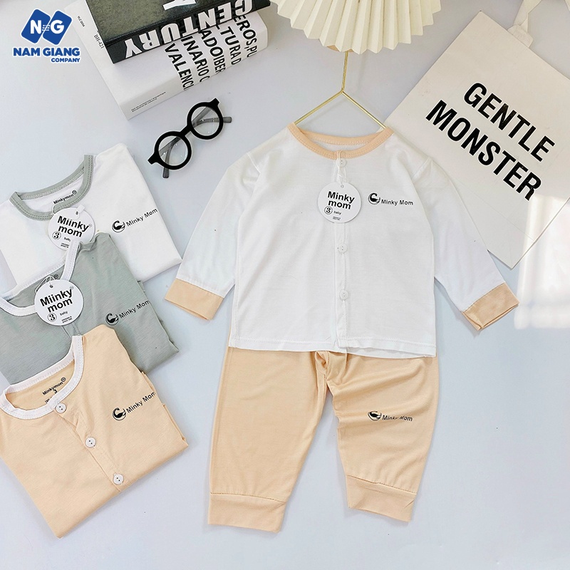 Bộ dài tay sơ sinh thun lạnh minky mom