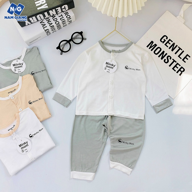 Bộ dài tay sơ sinh thun lạnh minky mom