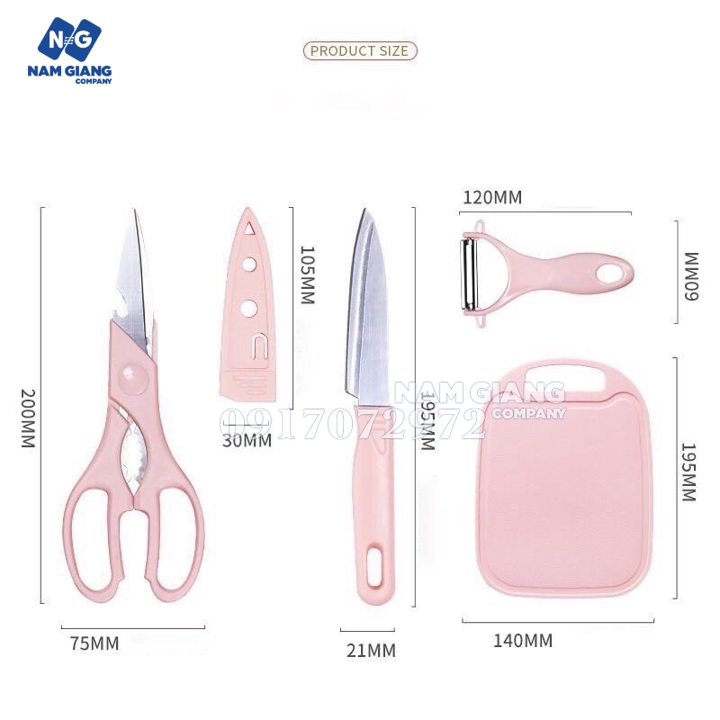 Bộ dao thớt 4 món chế biến ăn dặm