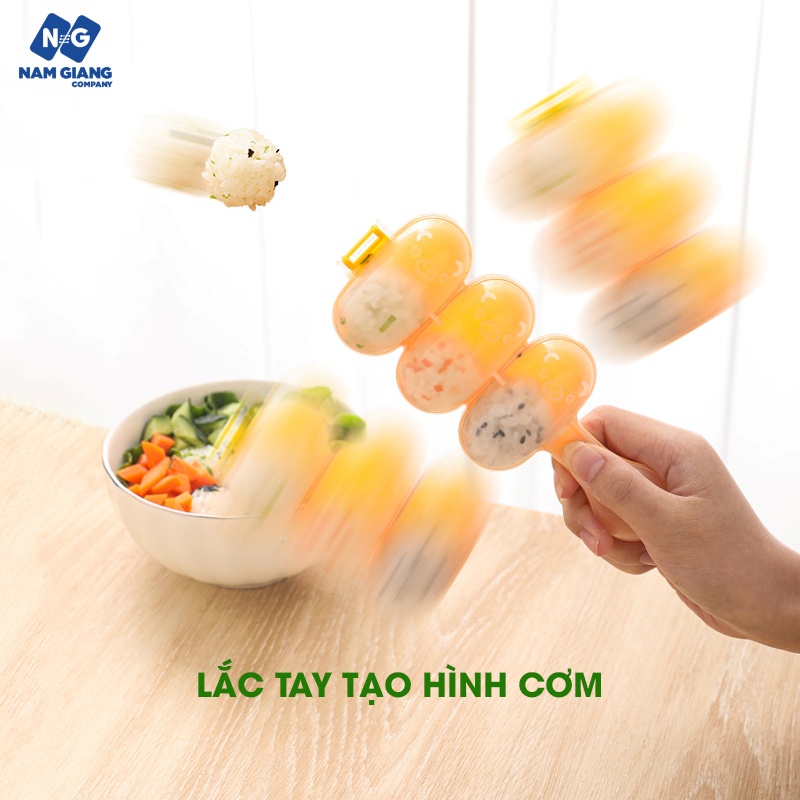 Bộ khuôn lắc cơm tạo hình cơm nắm cho bé ăn dặm