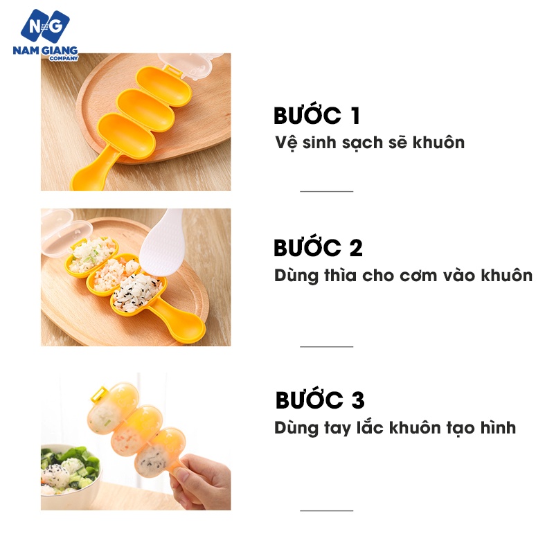 Bộ khuôn lắc cơm tạo hình cơm nắm cho bé ăn dặm