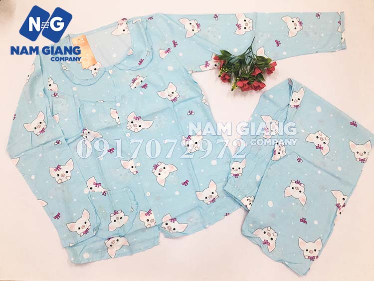 Bộ lanh sau sinh cài cúc giữa cho mẹ