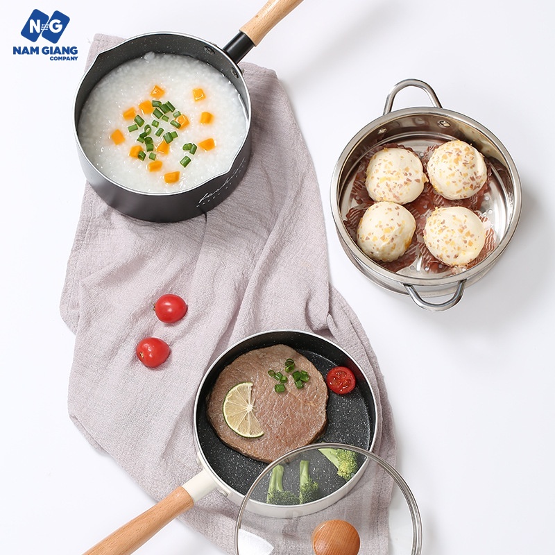 Bộ nồi chảo kèm xửng hấp fashion ăn dặm