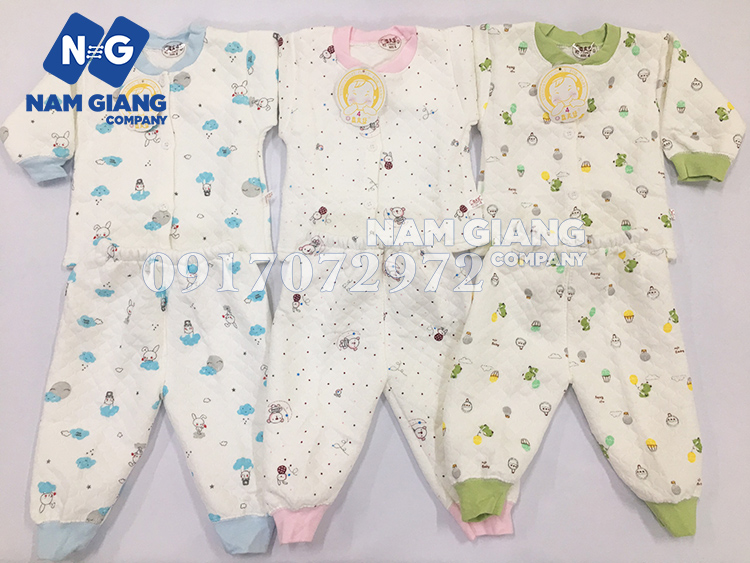 Bộ quần áo bông sơ sinh trắng in hình- nhiều mẫu