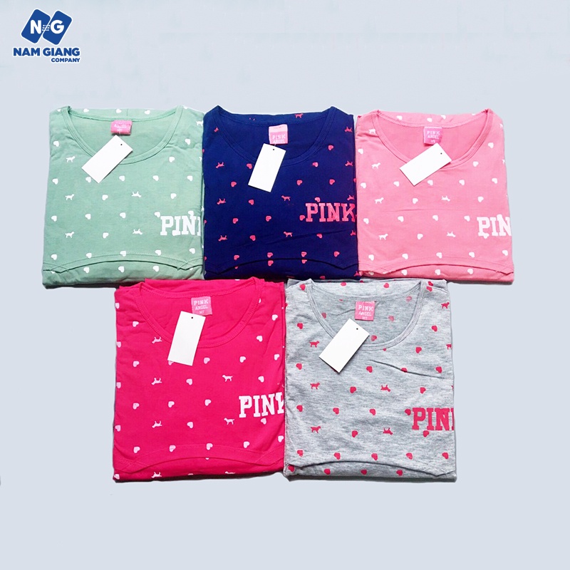 Bộ sau sinh vén ngực PINK dài tay cotton