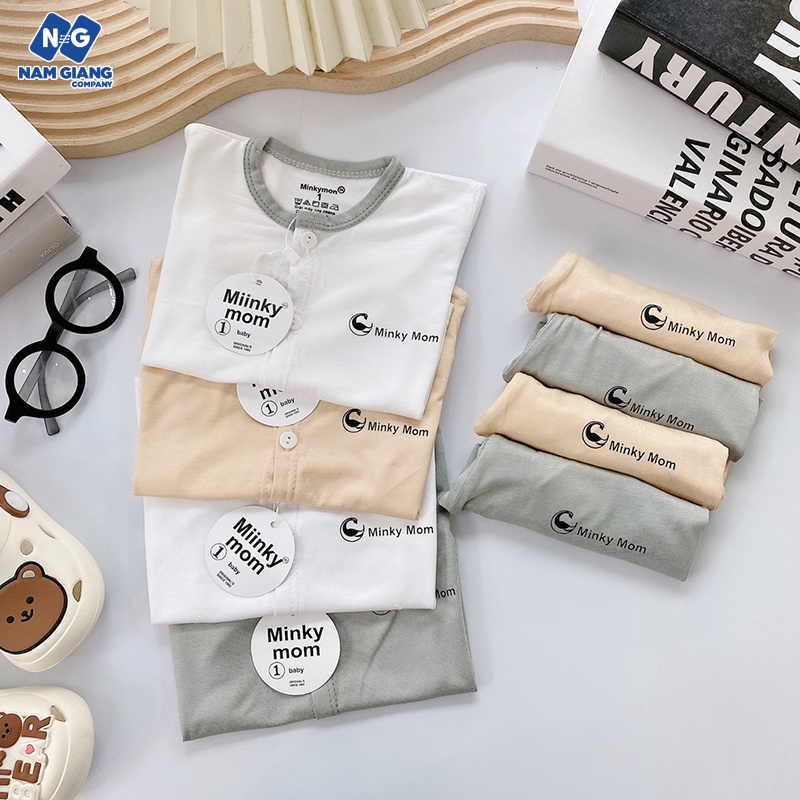 Bộ sơ sinh cộc tay Minky mom siêu mát