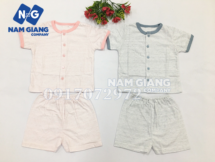 Bộ sơ sinh cộc tay mio kẻ sọc