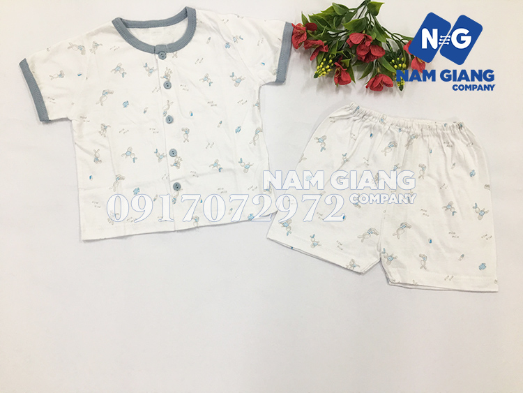 Bộ sơ sinh cộc tay mio trắng bo thỏ