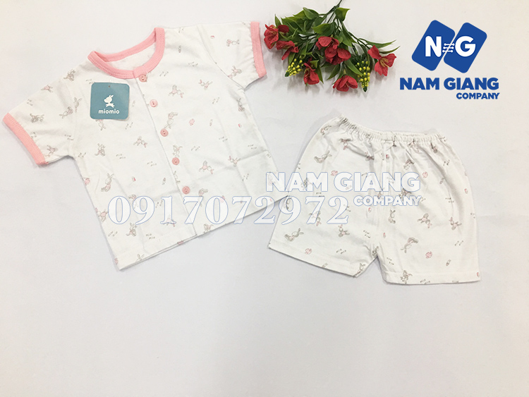 Bộ sơ sinh cộc tay mio trắng bo thỏ