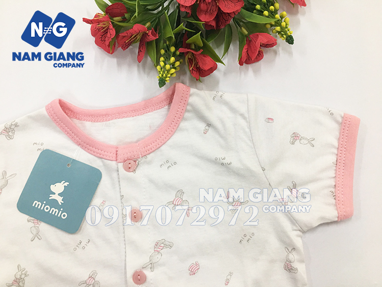 Bộ sơ sinh cộc tay mio trắng bo thỏ