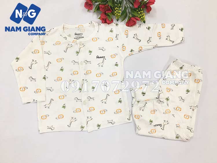 Bộ sơ sinh dài tay sợi tre in hình- nhiều mẫu