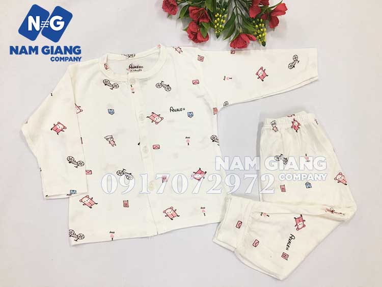 Bộ sơ sinh dài tay sợi tre in hình- nhiều mẫu