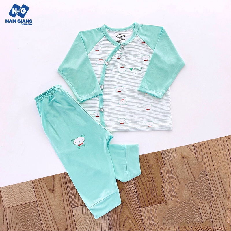 Bộ sơ sinh dài tay thun lạnh VT Kid phối màu B3
