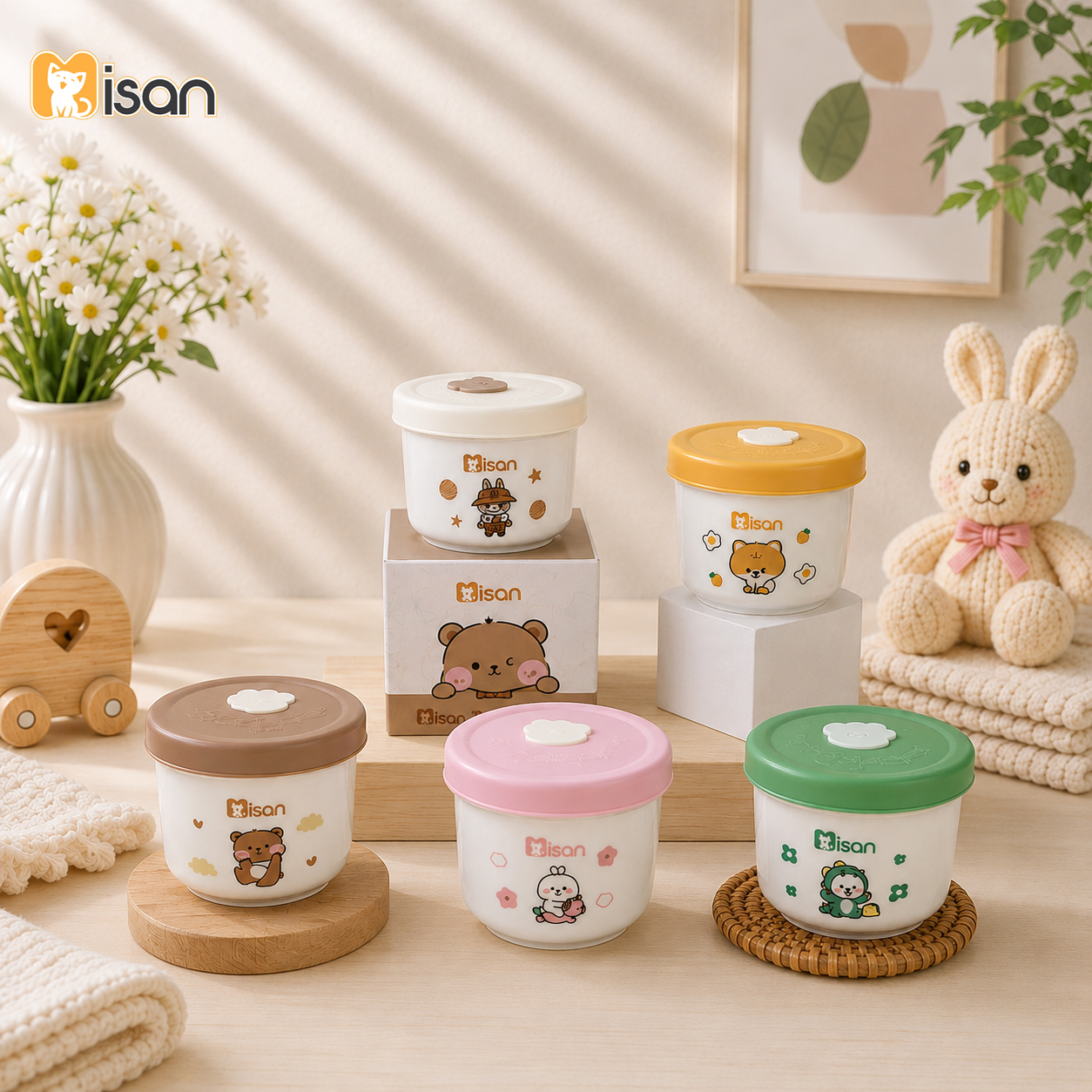 Hũ sứ Misan ăn dặm nắp silicon 250ml