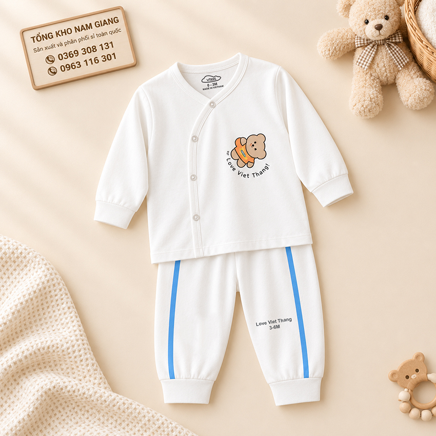 Bộ dài sơ sinh petit VTKids cài lệch VTBD11