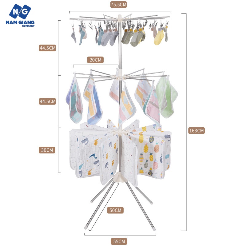 Cây phơi đồ thông minh gấp gọn 3 tầng UMOO
