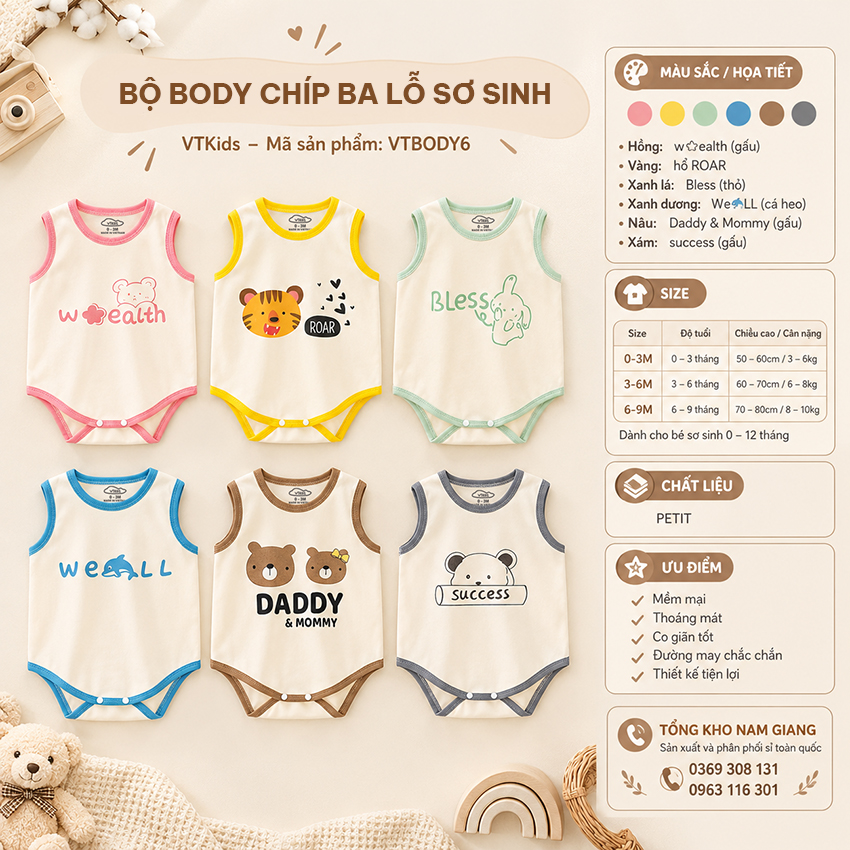 Body chíp ba lỗ thun lạnh VTKids VTBODY6