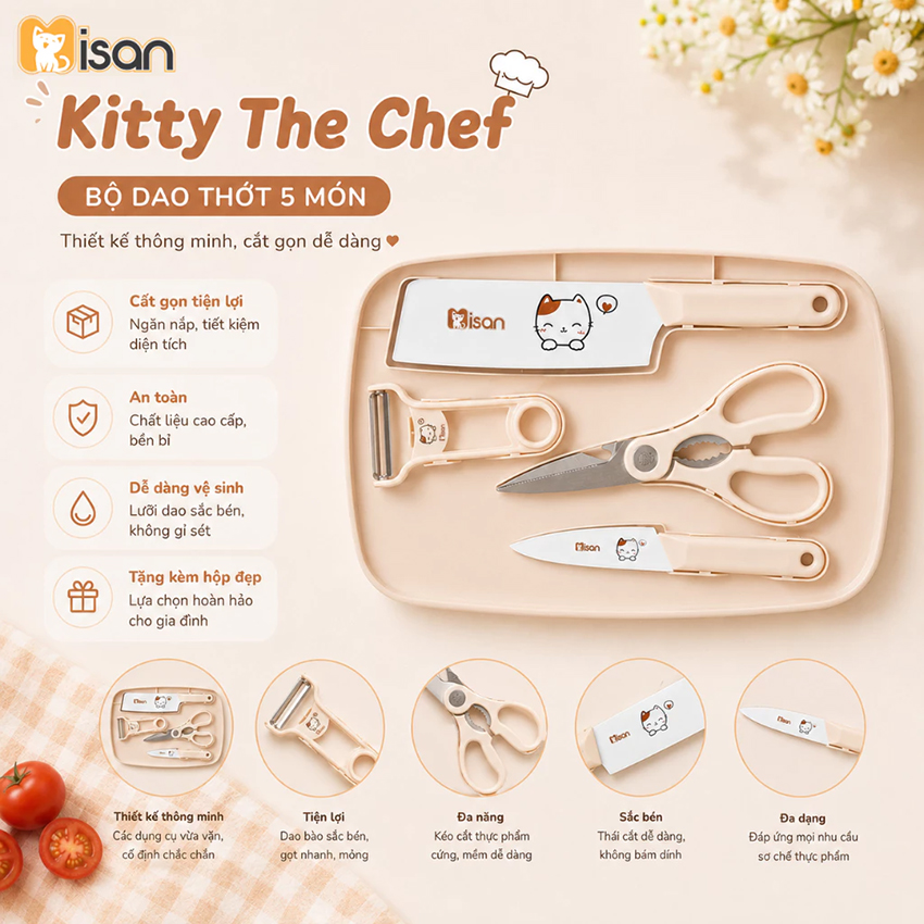 Bộ dao thớt chế biến Misan 5in1
