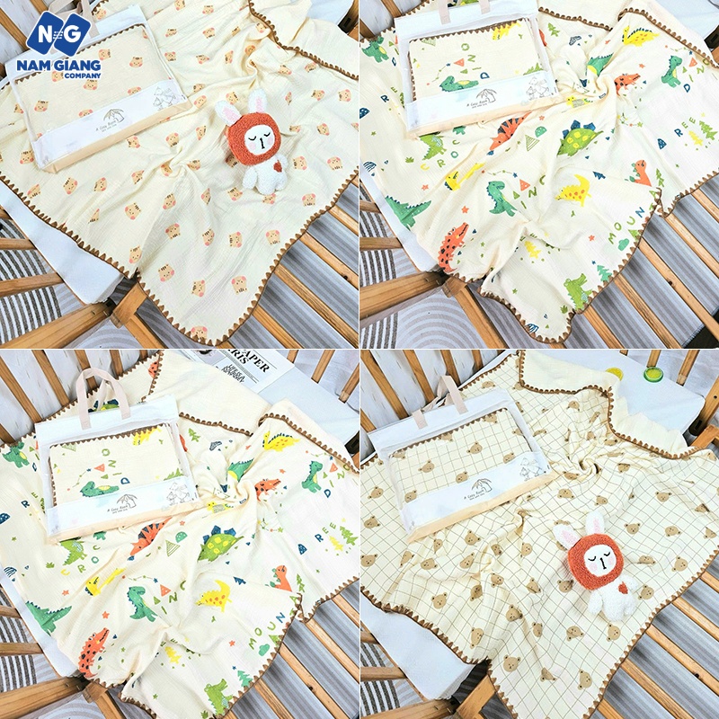 Chăn đắp thêu viền JUBON xô muslin