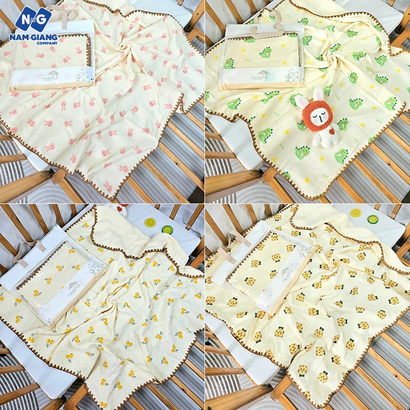 Chăn đắp thêu viền JUBON xô muslin