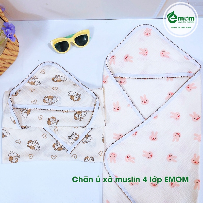 Chăn ủ xô muslin 4 lớp EMOM