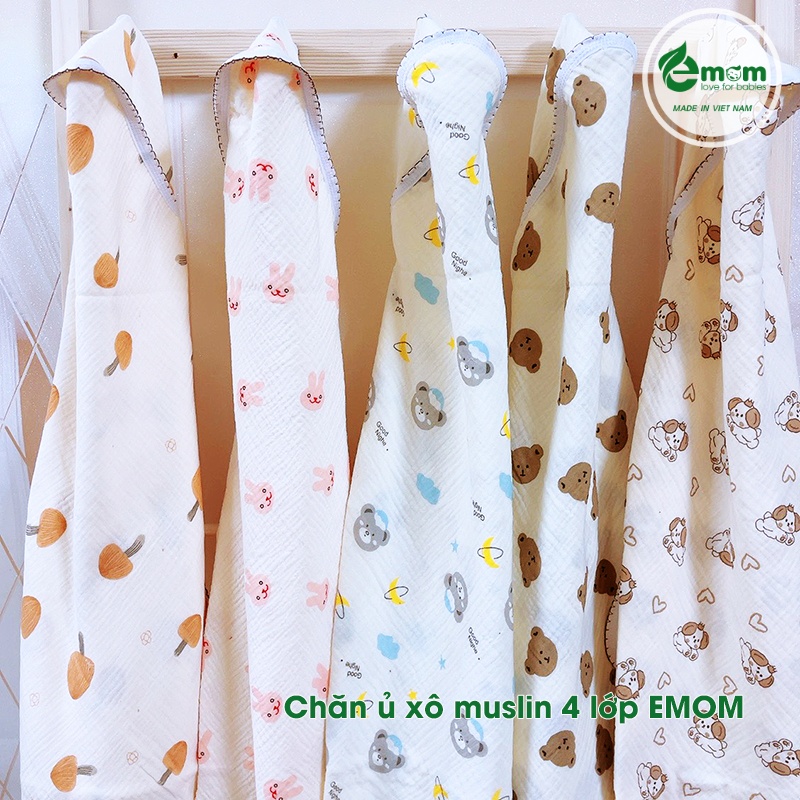 Chăn ủ xô muslin 4 lớp EMOM