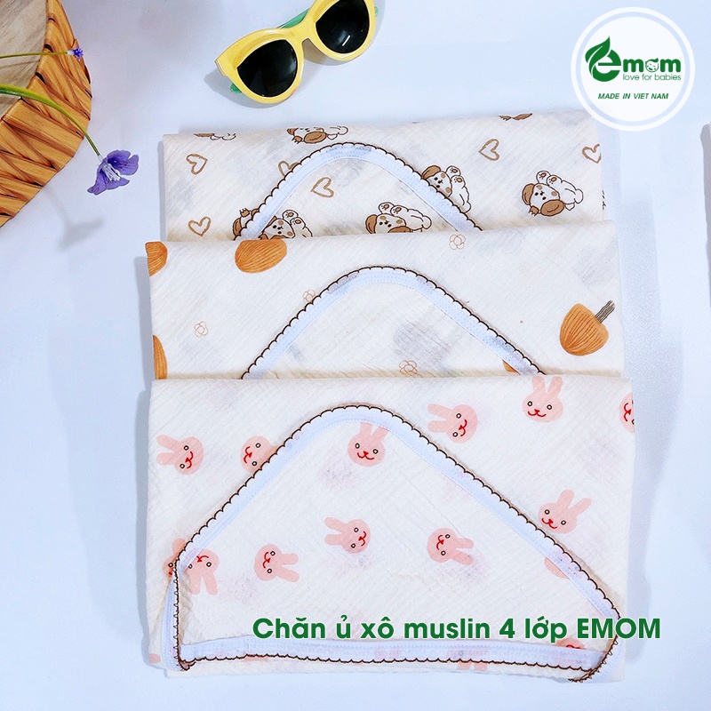Chăn ủ xô muslin 4 lớp EMOM