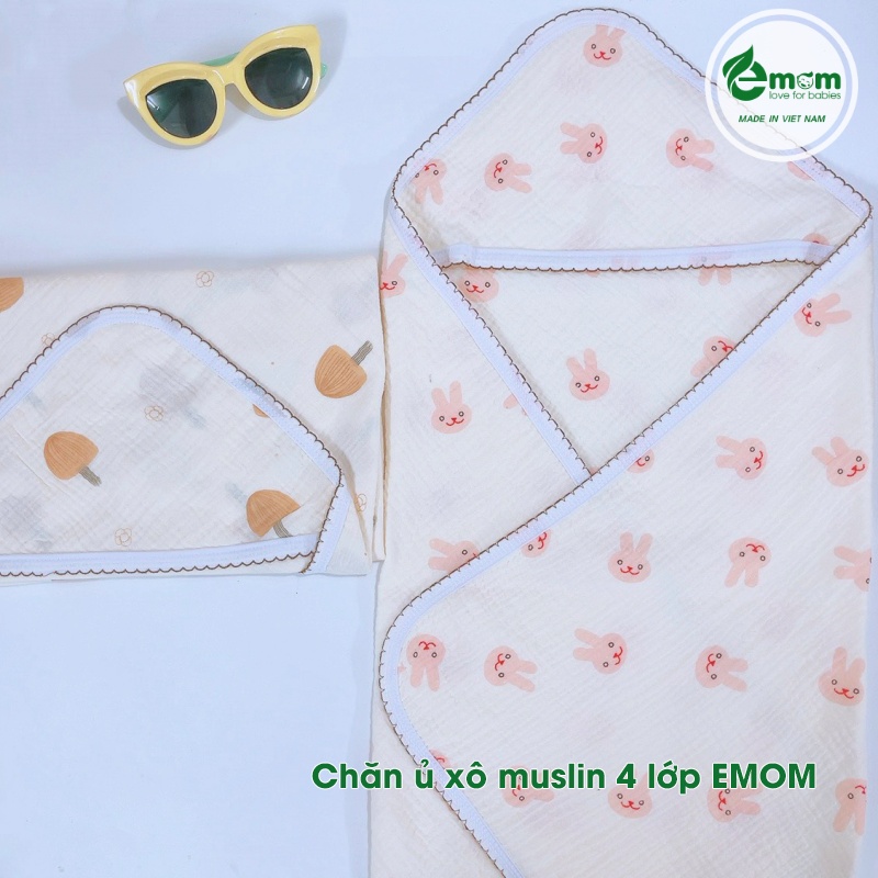 Chăn ủ xô muslin 4 lớp EMOM