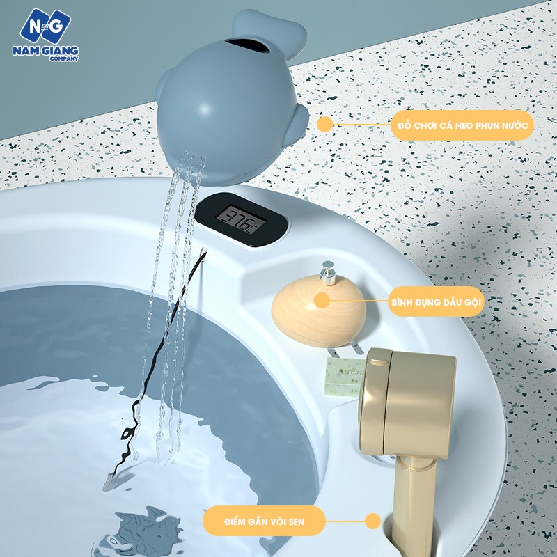 Chậu tắm kèm phao gấp gọn có nhiệt kế