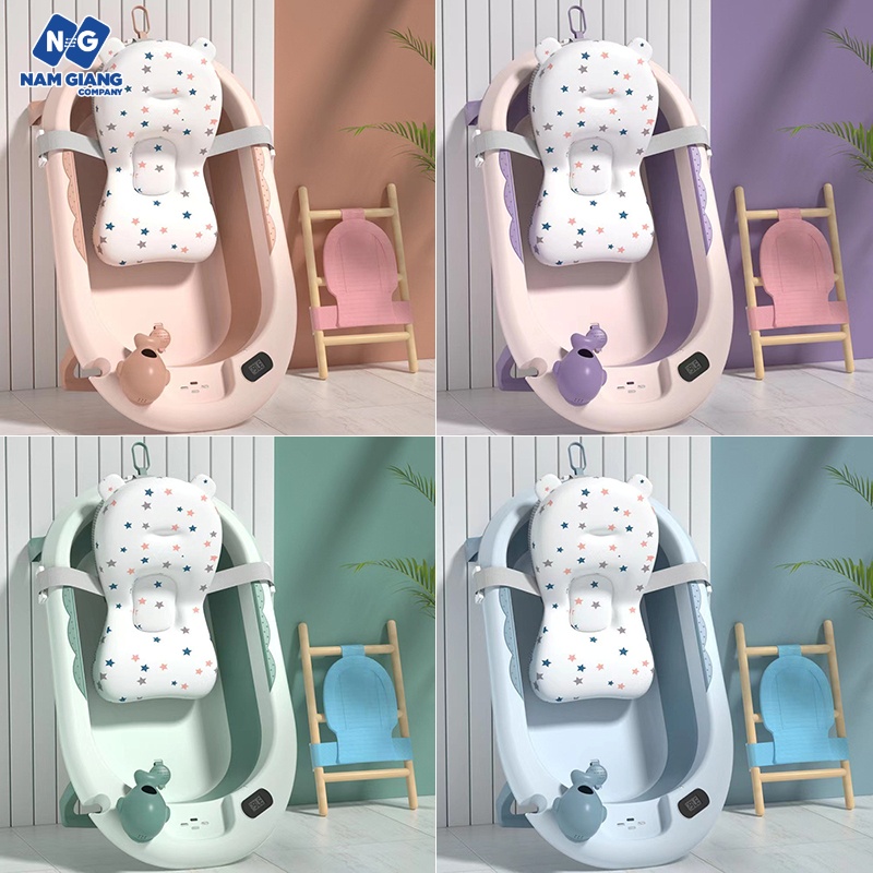 Chậu tắm kèm phao gấp gọn có nhiệt kế