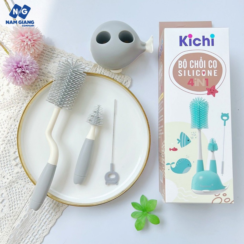 Cọ bình sữa KICHI silicon 3 chi tiết kèm đế
