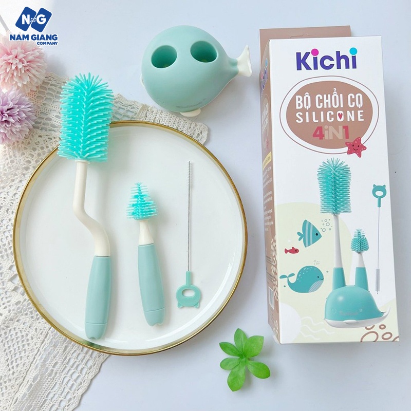 Cọ bình sữa KICHI silicon 3 chi tiết kèm đế