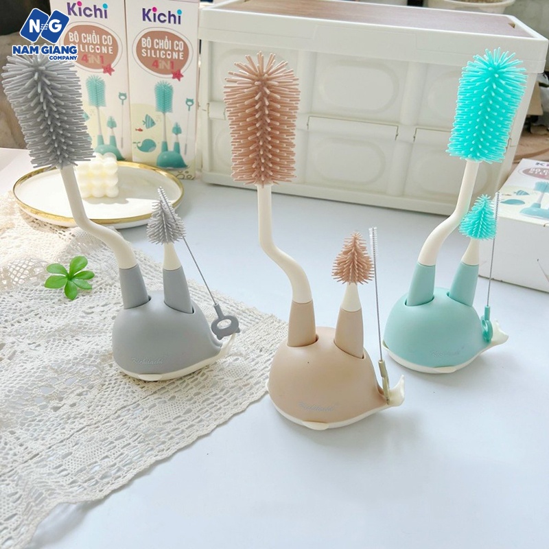 Cọ bình sữa KICHI silicon 3 chi tiết kèm đế