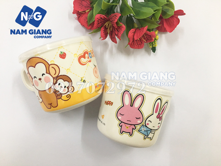 Cốc uống nước khỉ, thỏ ngắn có nắp