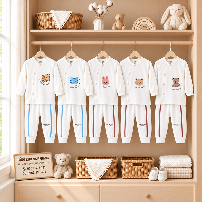 Bộ dài sơ sinh petit VTKids cài lệch VTBD11