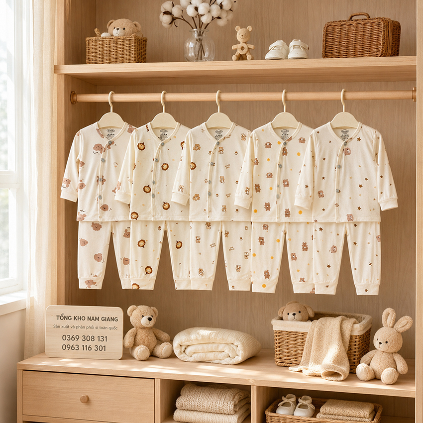 Bộ dài sơ sinh petit VTKids cài lệch VTBD4
