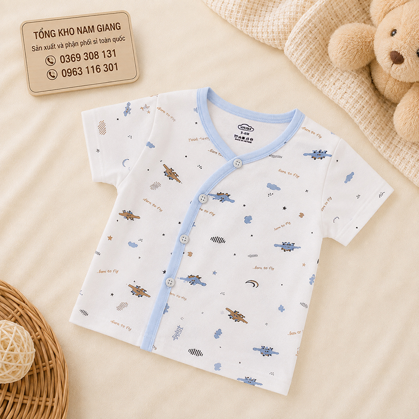 Áo cộc sơ sinh Petit VTKids cài lệch VTAC8