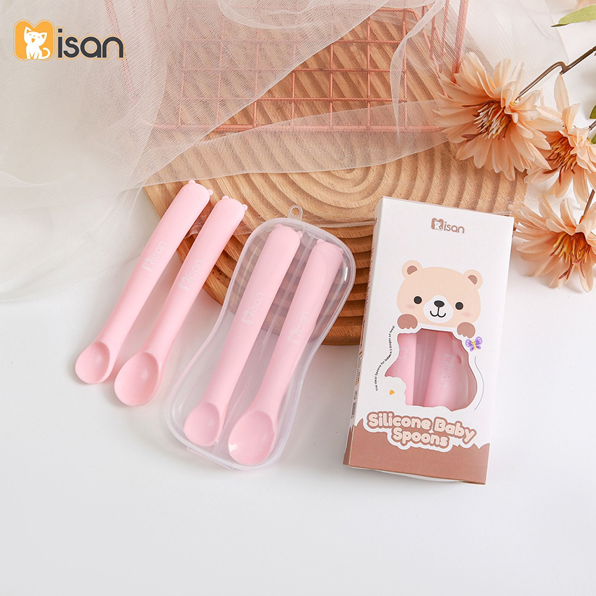 Sét thìa ăn dặm silicon Misan 2 giai đoạn
