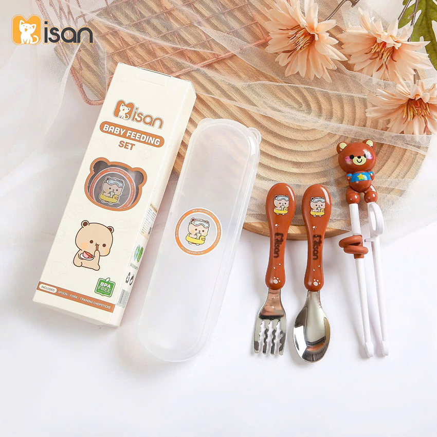 Sét thìa dĩa đũa ăn dặm Misan (có hộp)