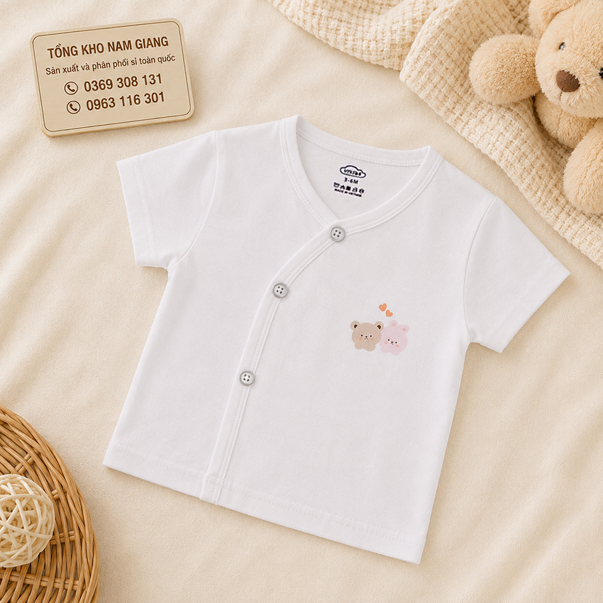 Áo cộc sơ sinh thun lạnh VTKids cài chéo VTAC7