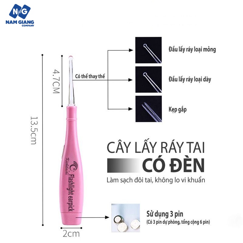 Dụng cụ lấy ráy tai có đèn KICHI