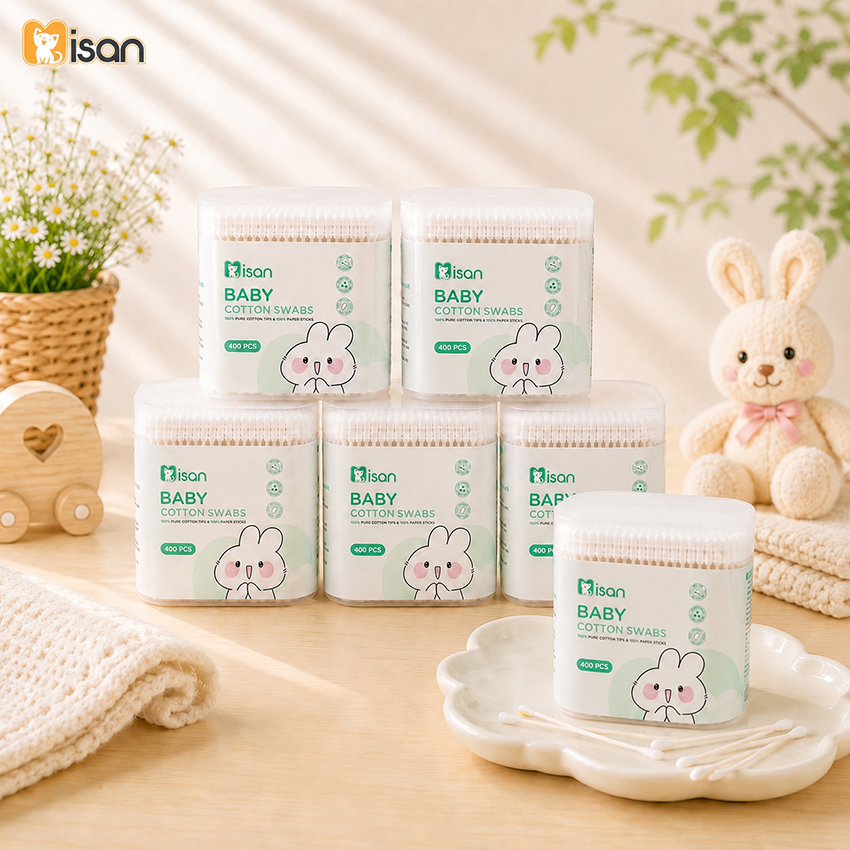 Tăm bông sơ sinh Misan 2 đầu 400 que