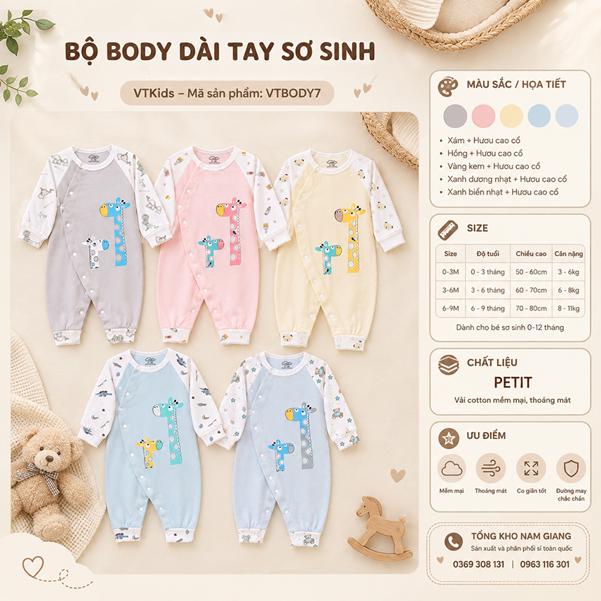 Body dài tay petit VTKids VTBODY7