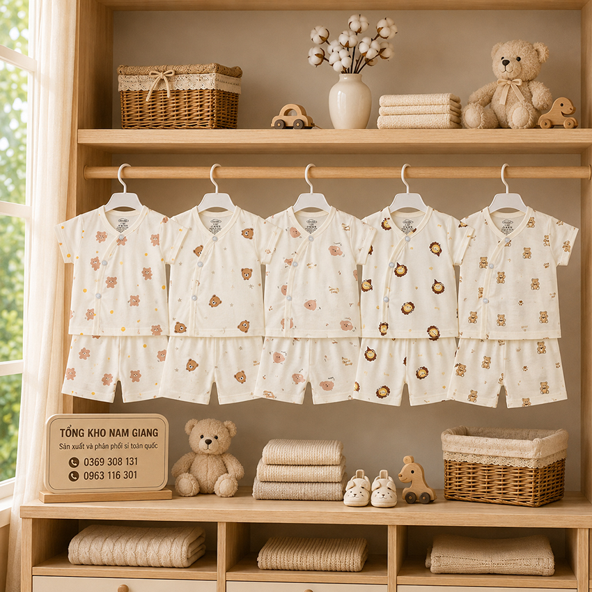 Bộ cộc sơ sinh Petit VTKids cài lệch VTBC27
