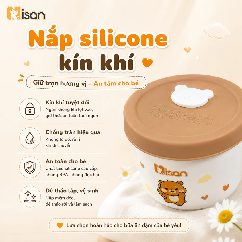 Hũ sứ Misan ăn dặm nắp silicon 250ml