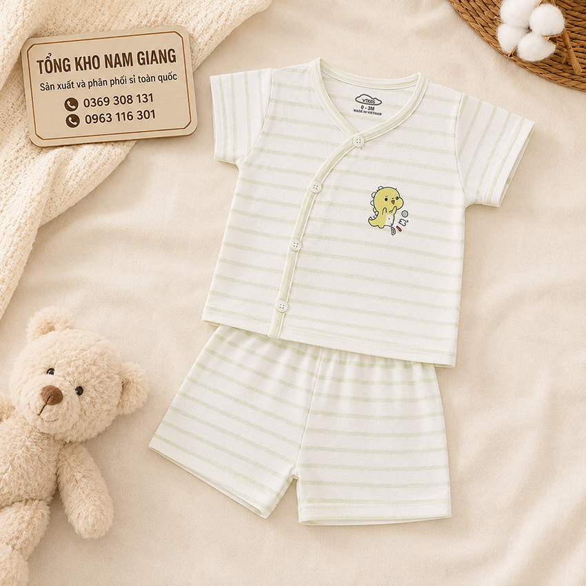 Bộ cộc sơ sinh Petit VTKids cài lệch VTBC25