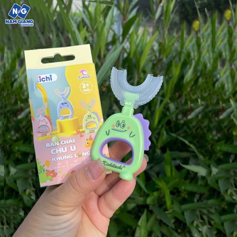 Bàn chải chữ U kichi khủng long silicon(có hộp)