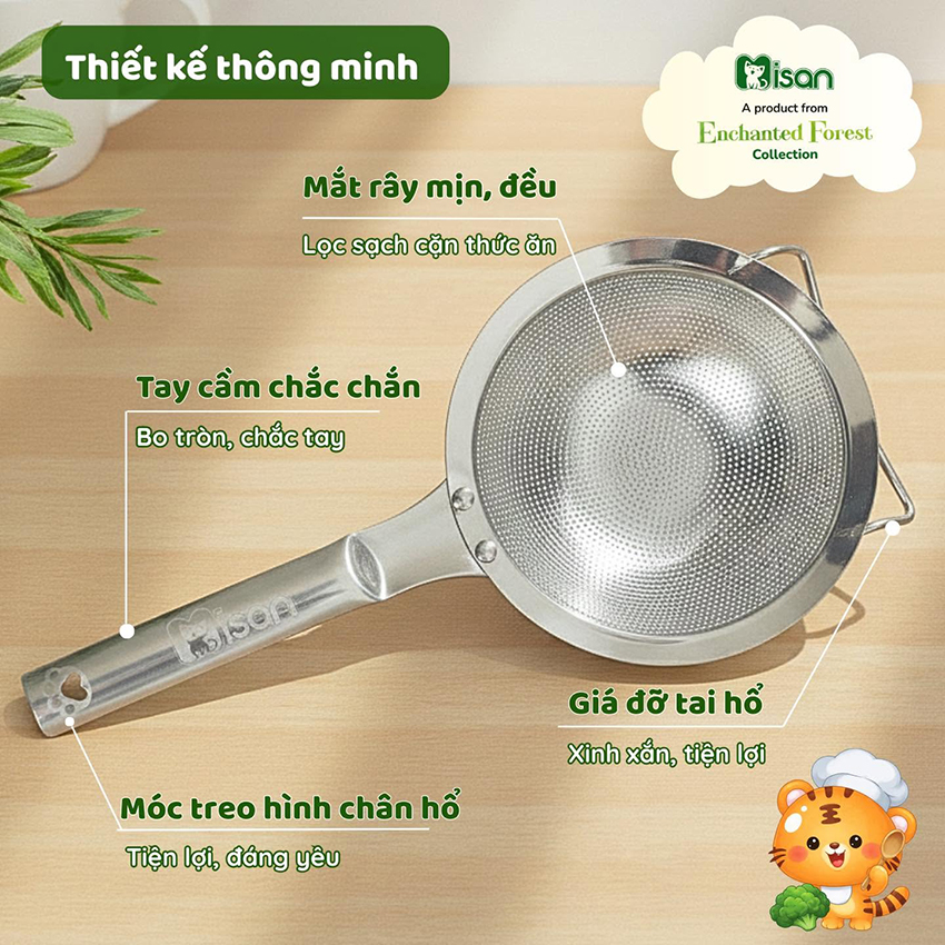 Rây lọc cháo inox 304 nguyên khối Misan