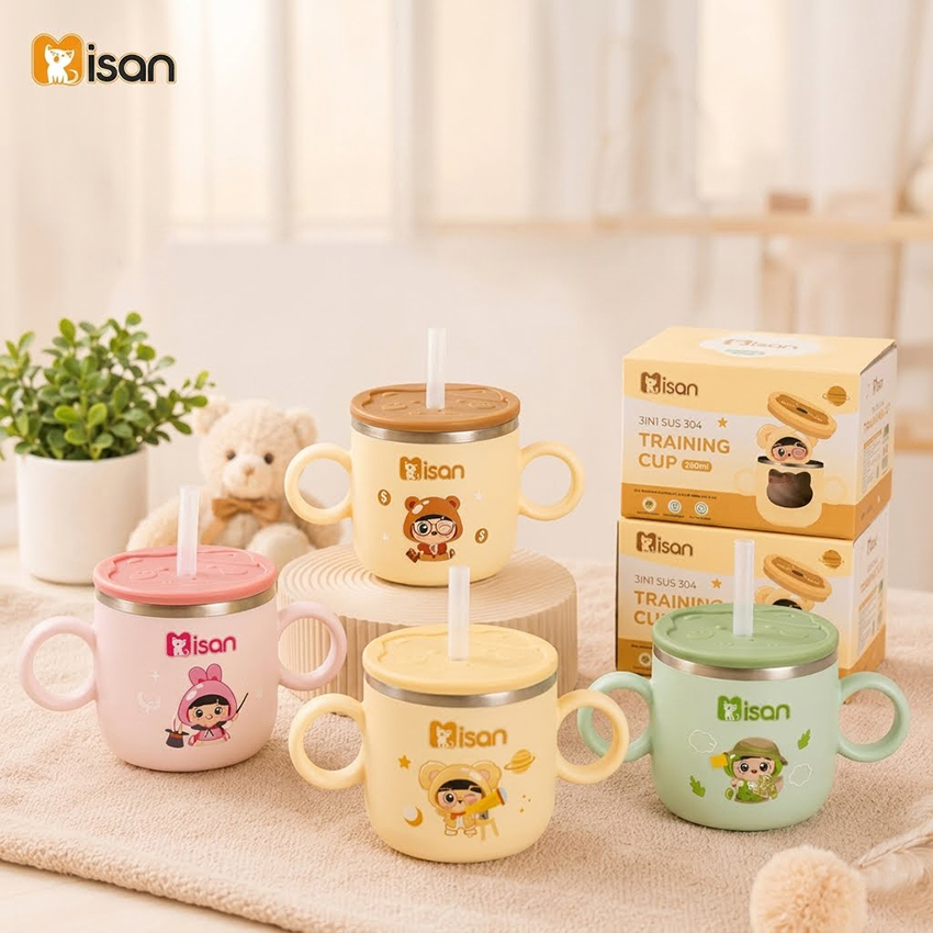 Cốc tập uống inox 3in1 Misan