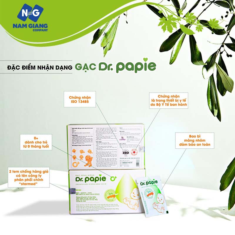Gạc vệ sinh răng miệng dr.papie (hộp 30 gói)